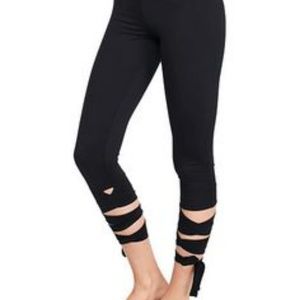 BNWOT PINK Supersoft Ankle Tie Wrap Leggings Navy